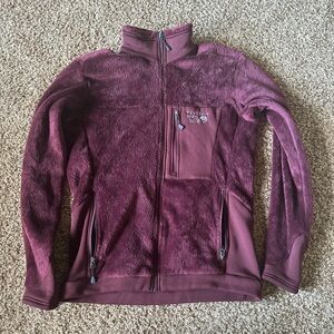 Mountain Hardwear Burgundy Full-Zip Fleece Hiking Camping Jacket